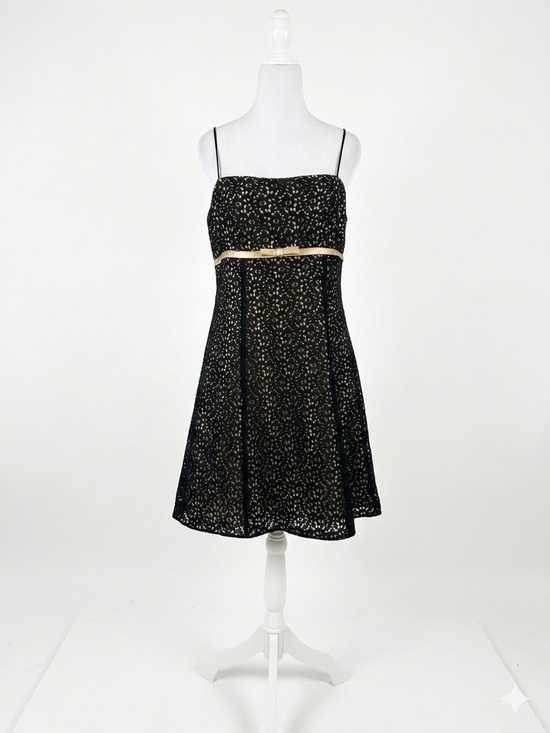 Betsy & Adam Dresses & Skirts - Vintage Betsy & Adam Size 14 Black Lace Gold‎ Empire Waist Dress Y2K Coquette